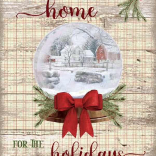 Vintage Grunge Background Country Farmhouse Christmas, Home For The Holidays, Snow Globe, Art Sign and Print Digital Download