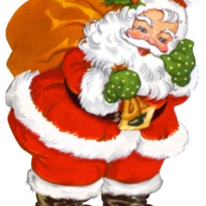vintage Image Shabby Retro Jolly Fat Santa Claus With Toy Sack Christmas Digital Download — Printable Ephemera