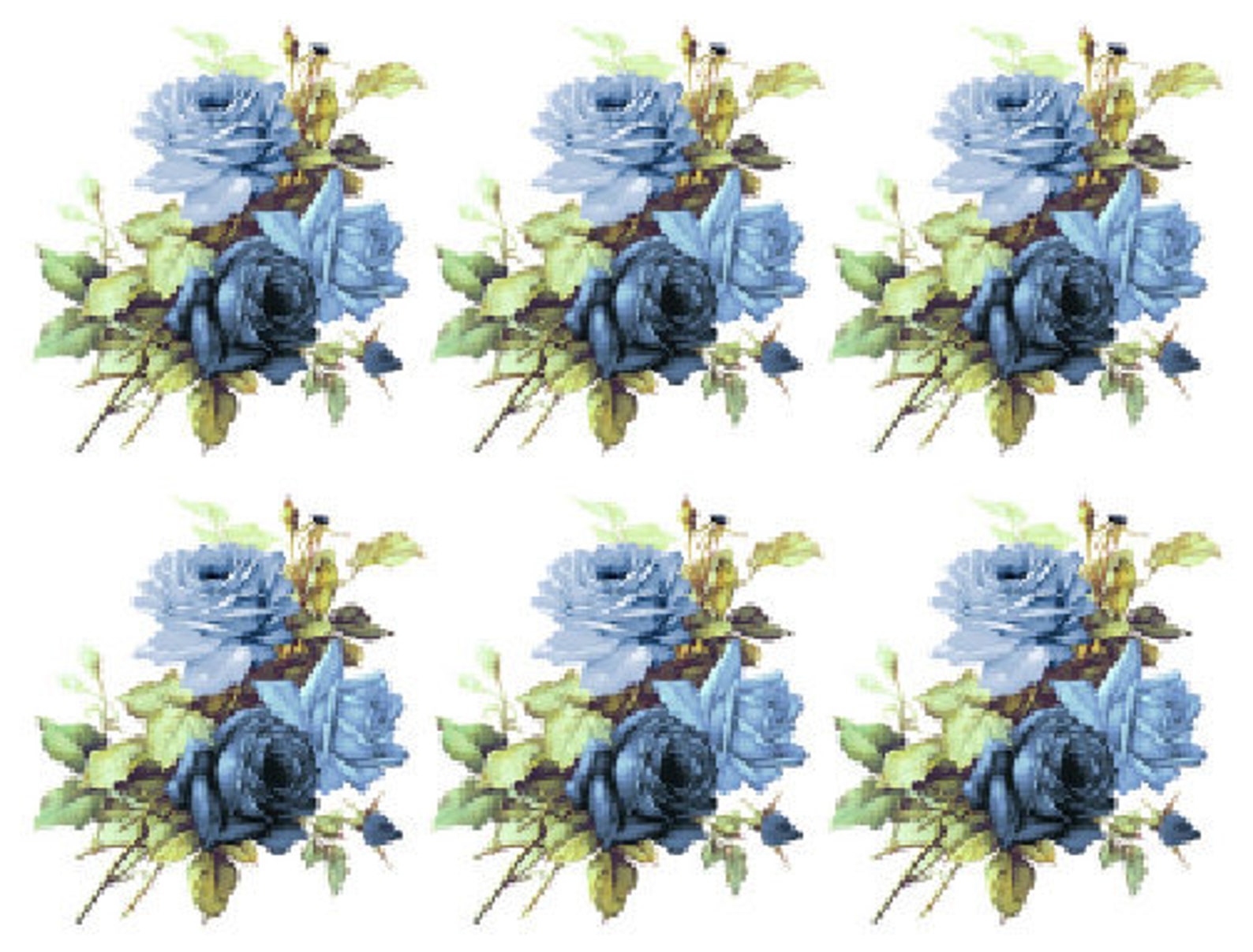 Blue English Roses Vintage Image Blue English Roses Furniture Transfers Waterslide Decals ...