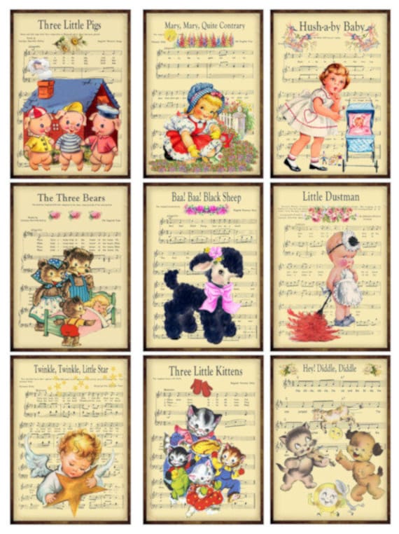Vintage Nursery Rhymes Printable Nursery Rhymes | Vintage Coloring