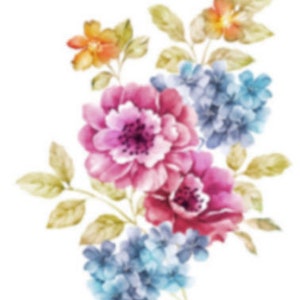 Shabby Soft Pastel Watercolor Bouquet Flowers Floral  Furniture Transfers Waterslide Decals FL500