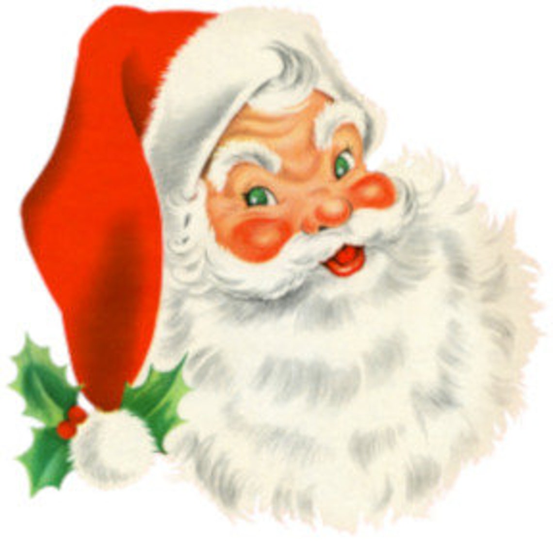 Vintage Image Retro Christmas Santa Claus Twinkle Eyes Digital Etsy