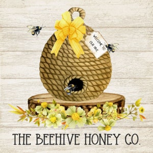Vintage Grunge Wood Bee Hive Honey Company, Country Beehive, Bees, Farmhouse Decor, Art Sign and Prints, Digital Download