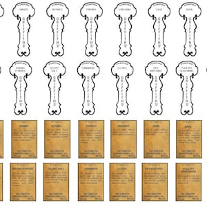 May include: Black and white printable spice jar labels with the text "Griffith's" and various spice names, such as "Allspice", "Ginger", "Nutmeg", "Paprika", "Oregano", "Sage", "Basil", "Thyme", "Garlic Salt", "Baking Powder", "Celery Salt", "Cinnamon", "Cloves", "Dry Mustard", "Poultry Seasoning", and "Roast Meat Seasoning".