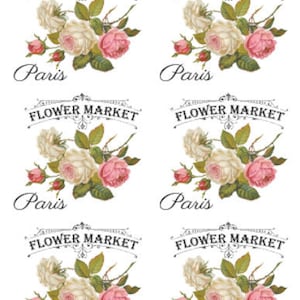 Vintage Image French Advertising Labels Roses Furniture Transfers ...