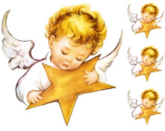 Vintage Image Shabby Child Angel Sleeping and Star Furniture Transfers Waterslide Decals MIS502