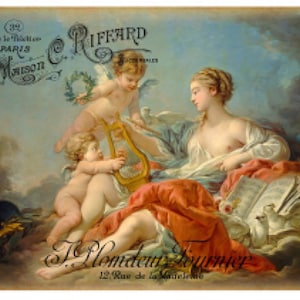 Vintage Image Grunge French Angels Labels Art Furniture Transfers Waterslide Decals ANG048