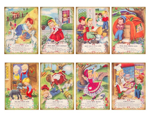 Vintage inspired of Alice in Wonderland in cups small cards tags ATC s//8