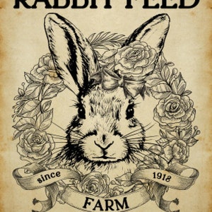 Vintage Grunge Background Farmhouse, Rabbit Feed Sack, Primitive, Rustic Country Decor, DIY Sign and Art Print Digital Download
