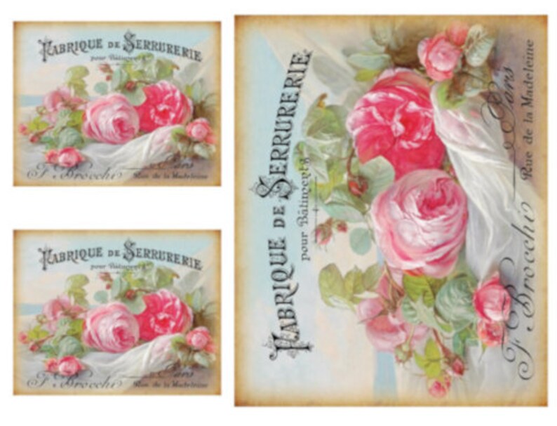 Vintage Image Grunge French Pink Roses Art Furniture Transfers - Etsy