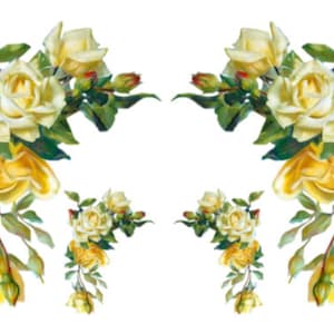 vintage Image Shabby Yellow Victorian Rose Swag Transferts Découpage Toboggan Toboggan Décalcomanies ~ FL339