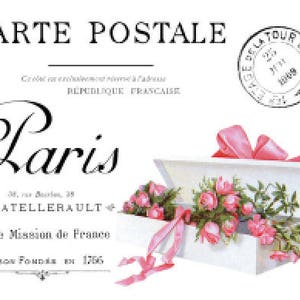 Vintage French Cartel Postal Furniture Transfers Waterslide Decals MIS640 Roses Violets U PIC