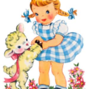 Image vintage Shabby rétro crèche Marie petit agneau fille transferts toboggan stickers KID533