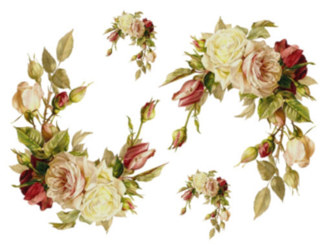 Victorian Ransfers Vintage Image Victorian Old Fashion Roses Transfers Waterslide Decals ...