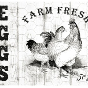 Vintage Image Chicken Farm Eggs Furniture Label Transfer Waterslide Decal MIS679