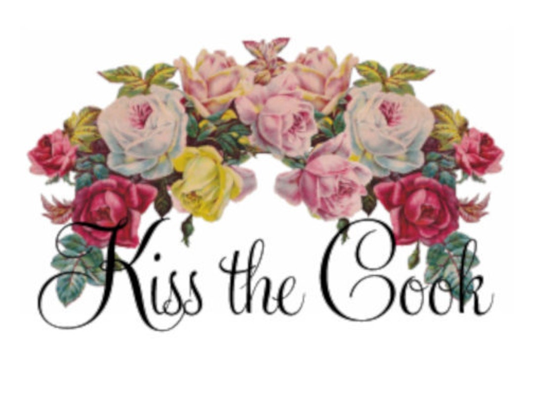 Vintage Image Victorian Shabby Roses Swag 'kiss the Cook
