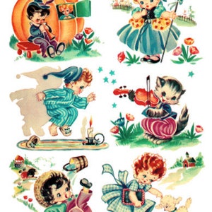 Vintage Image Rétro Children Nursery Rhymes Transferts Waterslide Decals AN837