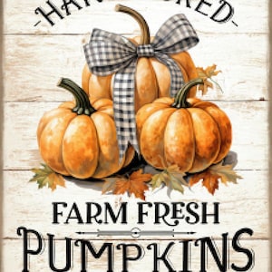 Vintage Grunge Wood Background Farm Fresh Pumpkins, Halloween, Fresh Market, Autumn Art Sign and Print Digital Download