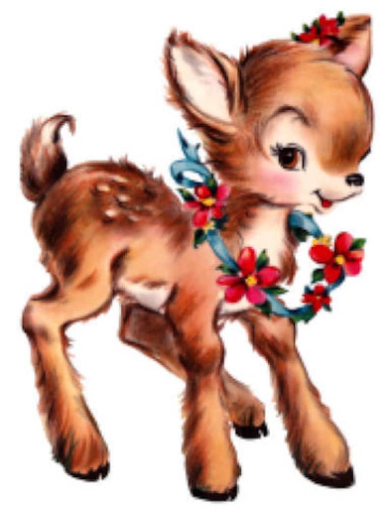 Vintage Image Shabby Retro Brown Deer Fawn Digital Download — Printable ...