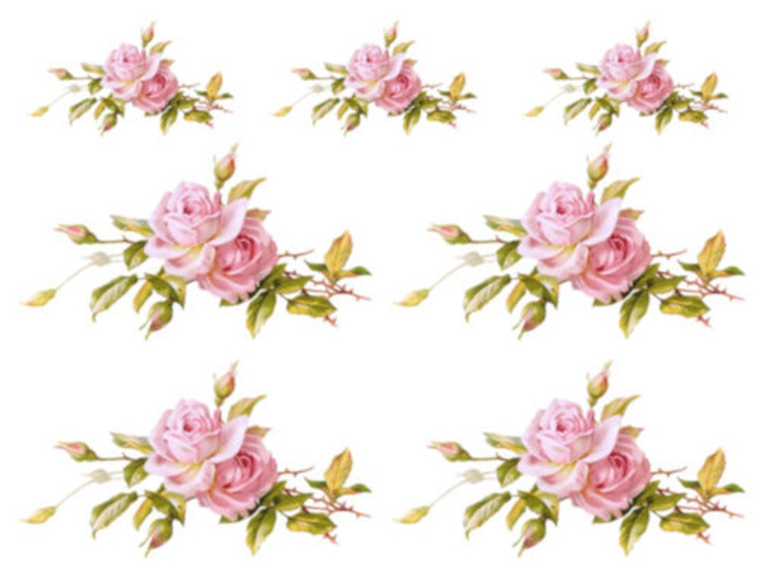 Vintage Image Shabby Pink Rose Swag Bouquet Furniture Transfers