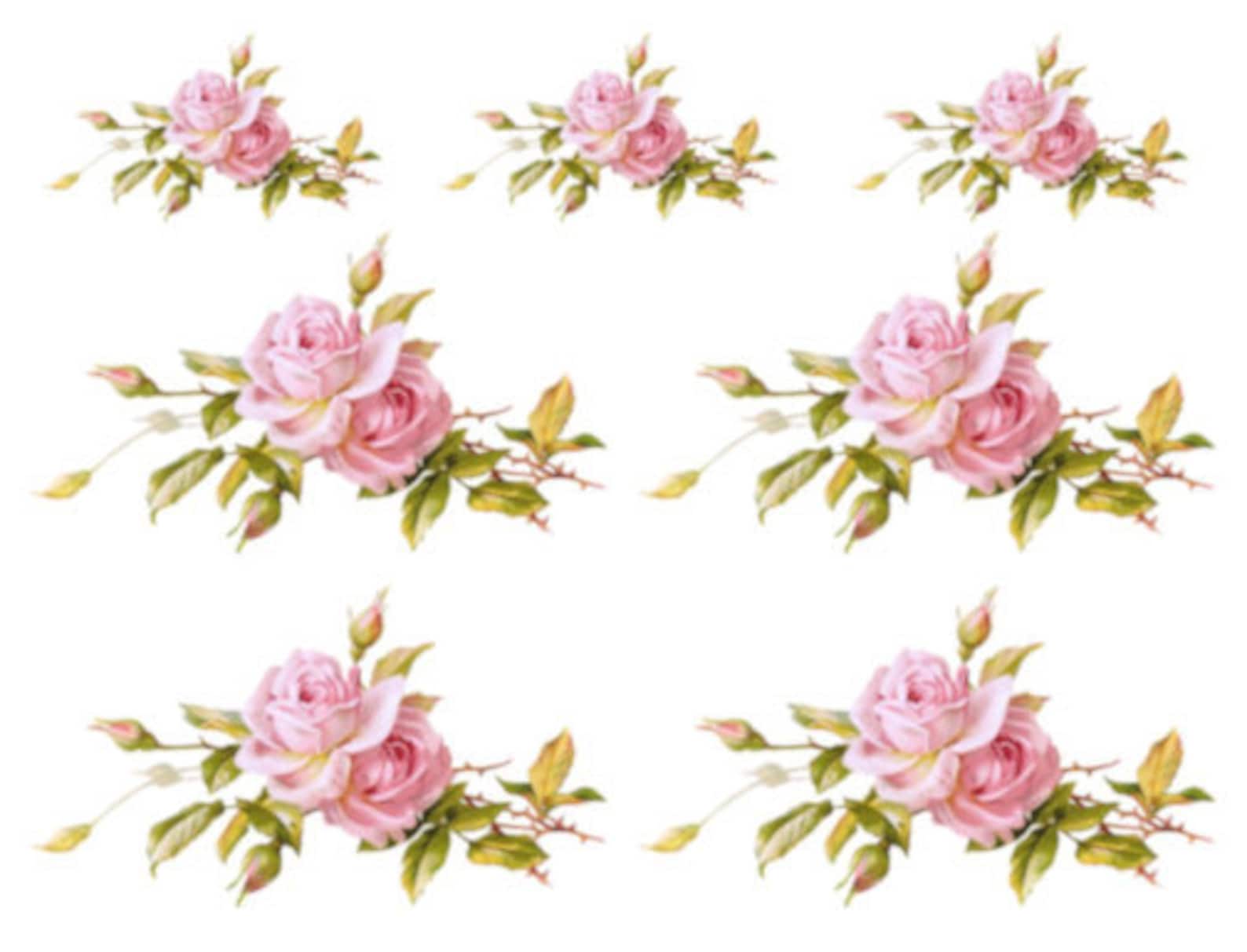 Vintage Image Shabby Pink Rose Swag Bouquet Furniture Transfers ...