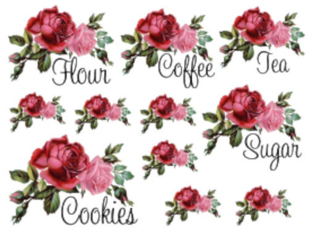 Vintage Image Pink and Red Shabby Roses Kitchen Canister Set Etsy