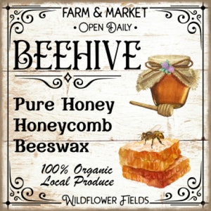 Vintage Grunge Wood Bee Hive Honey Company, Country Beehive, Honey, Honeycomb, Bees, Farmhouse Decor, Art Sign and Prints, Digital Download