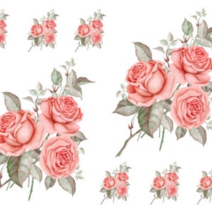 Handpainted Shabby Pink Roses Furniture Transfers Decoupage Waterslide ...
