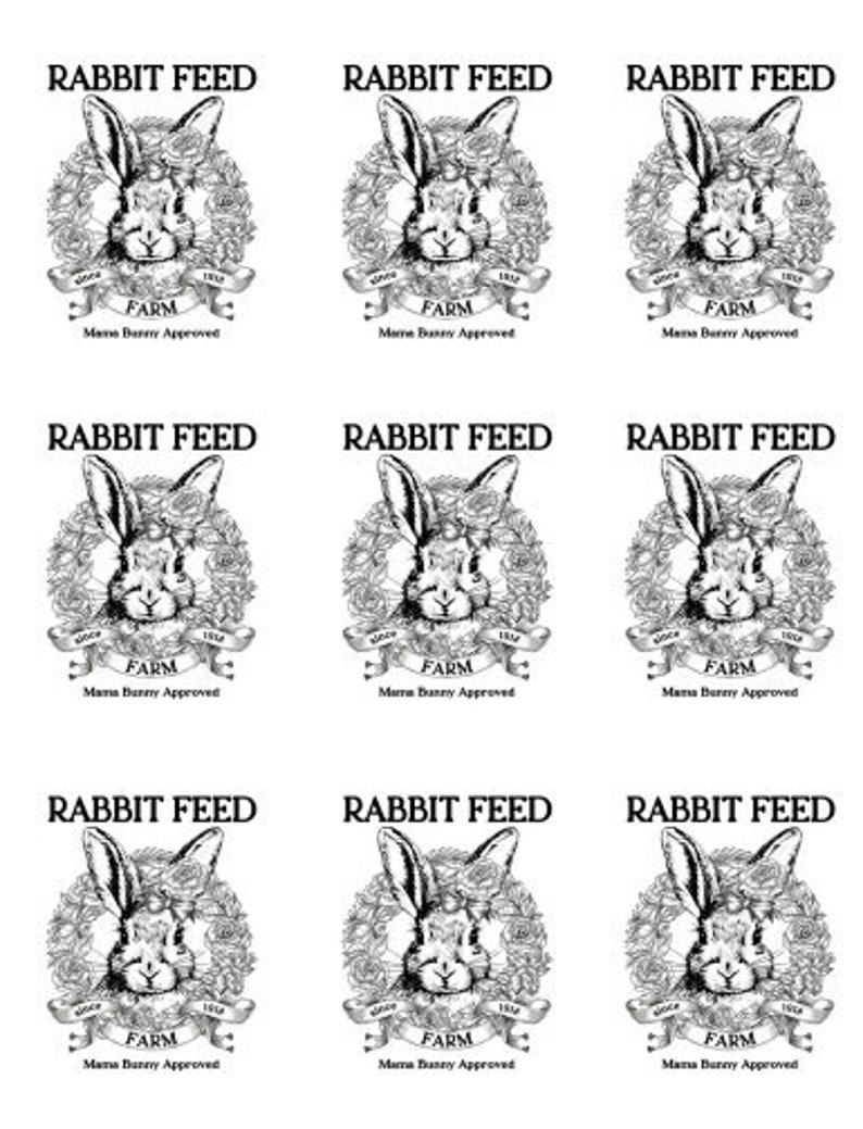 Vintage Image Advertising Labels Furniture Transfers Rabbit Feed, Bunny ...