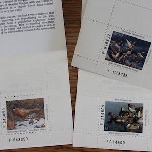 Oregon Waterfowl and Upland Game Bird Stamps 1998-2000