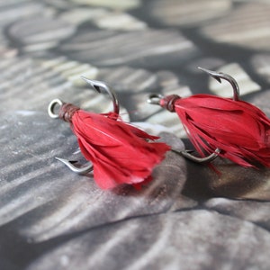 Red Feather Lure Fish Hook Combo c1940s