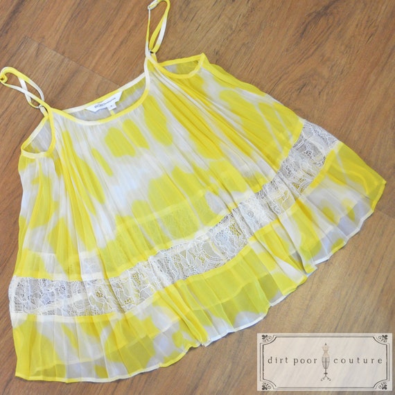 Vintage, Yellow, Chiffon, BCBG, Sheer, Top - image 1