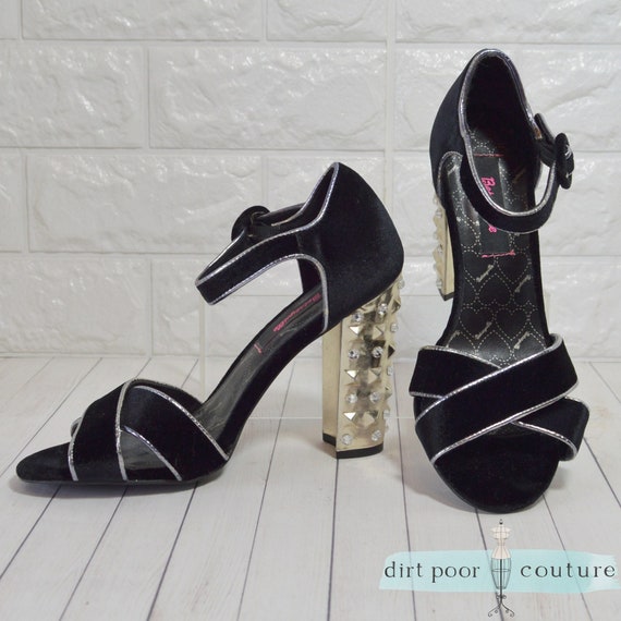 Black Betsey Johnson Platform Chunky Heels 1940 s Inspired