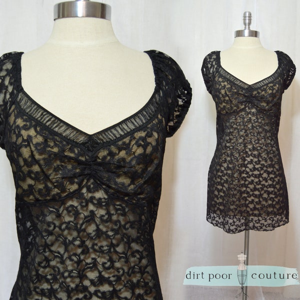 BEBE Black Lace Tunic Y2K