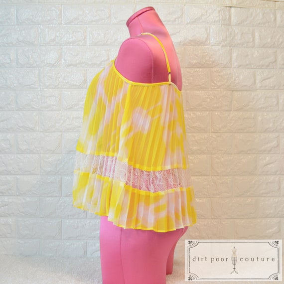 Vintage, Yellow, Chiffon, BCBG, Sheer, Top - image 5