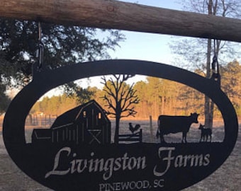 metal farm sign signs cut barn laser chicken calf cow custom 3ft cattle