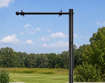 Metal Sign Post Hanger Adjustable Bracket Outdoor Post Sign Holder Business Signage Hardware Black Powder Coat Steel Bar