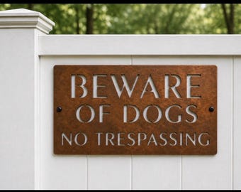 Beware Dog Sign Metal Warning No Trespassing Private Property Gate Outdoor Yard Security Keep Off Limit Marker Customizable Plaque Copper
