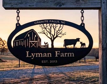 Placa de metal para fazenda, presente para marido, entrada de rancho, placa para celeiro, placa personalizada com nome, placa rústica para área externa.
