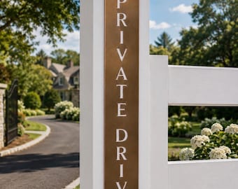 Private Drive Sign Metal Driveway Marker Vertical Entrance Plaque No Trespassing Sign Outdoor Property Post Steel Sign Residential