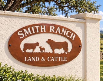 Individuelles Ranch-Schild aus Metall, lasergeschnittenes Stahltor mit personalisiertem Namen, Geschenk für Papa, Viehzucht, Familienerbe
