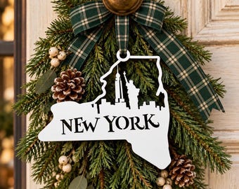 New Yorker Weihnachtsschmuck aus Metall, rustikale Geschenkidee für Männer, handgefertigtes Erinnerungsstück aus Stahl, ideal zum Aufhängen an den Baum oder als Dekoration für Zuhause.