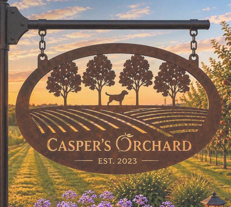 Sign Posts Orchard For Rows Metal Orchard Sign Personalized Entrance Custom Rustic Farm Copper ...