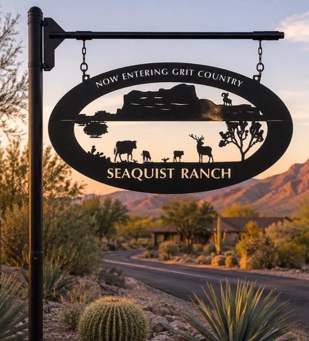 Western Ranch Sign Metal Cattle Entrance Hanging Outdoor Art Wildlife ...