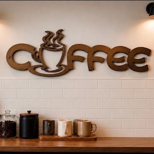 Metal Wall Words Coffee Wall Art Metal Signs Kitchen Farmhouse Rustic Industrial Black Steel Cafe Bar Bistro Java Enthusiast Gift Home