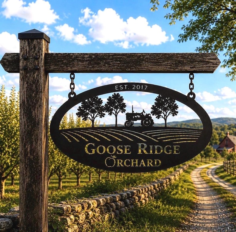 Sign Posts Orchard For Rows Metal Orchard Sign Personalized Entrance Custom Rustic Farm Copper ...