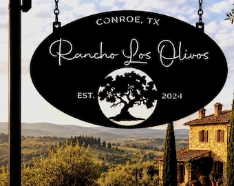 METAL SIGN with Olive tree ,personalized metal sign, personal door sign, perfect gift