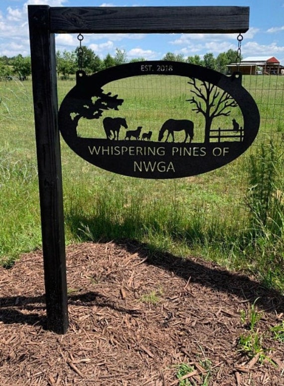 Personalized Metal Horses Sign ,Farm sign HORSES DOG Fence CAT Duck