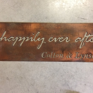 Cute Metal HAPPILY EVER AFTER  sign with couples names