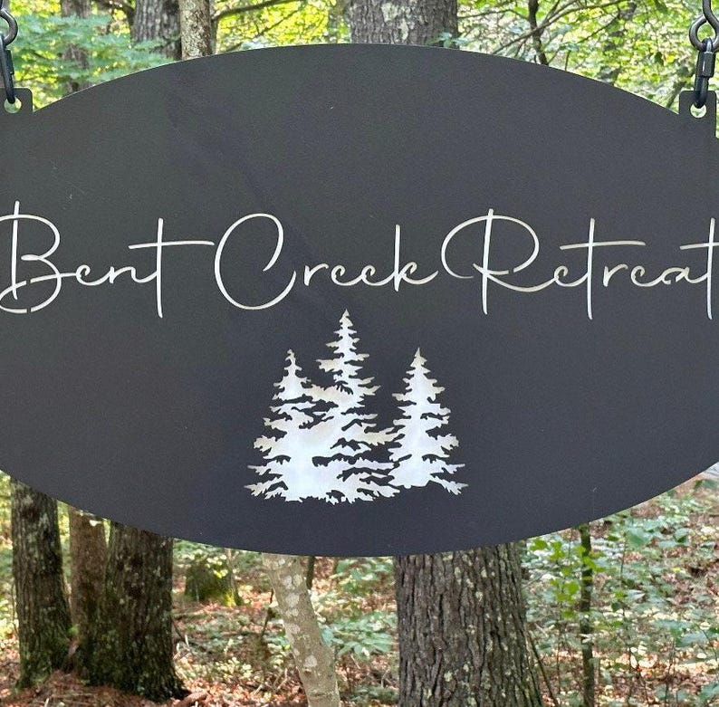 Outdoor Family Name Marker Custom Metal Address Sign with backer Personalized Entrance Plaque Sign with Rustic Farm Property Display Powder Coated Finish Durable Weather Resistant Large Oval Design Perfect Gift Dad Housewarming Present Farmhouse